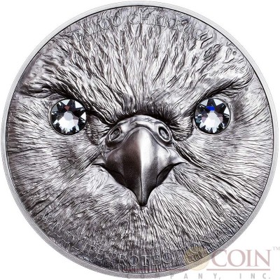 Mongolia SAKER FALCON series WILDLIFE PROTECTION 500 Togrog Silver coin 2016 Antique finish 1 oz